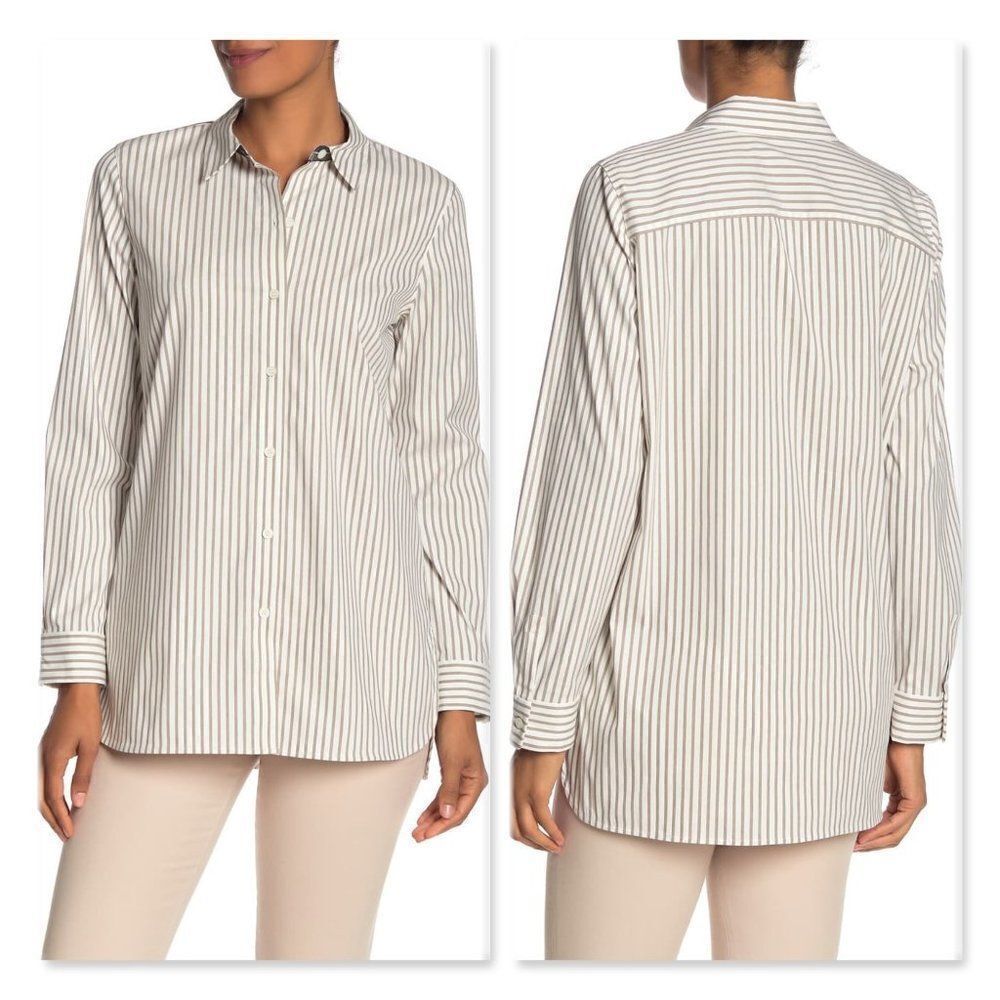 Lafayette 148 New York Helen Striped Blouse sz XS